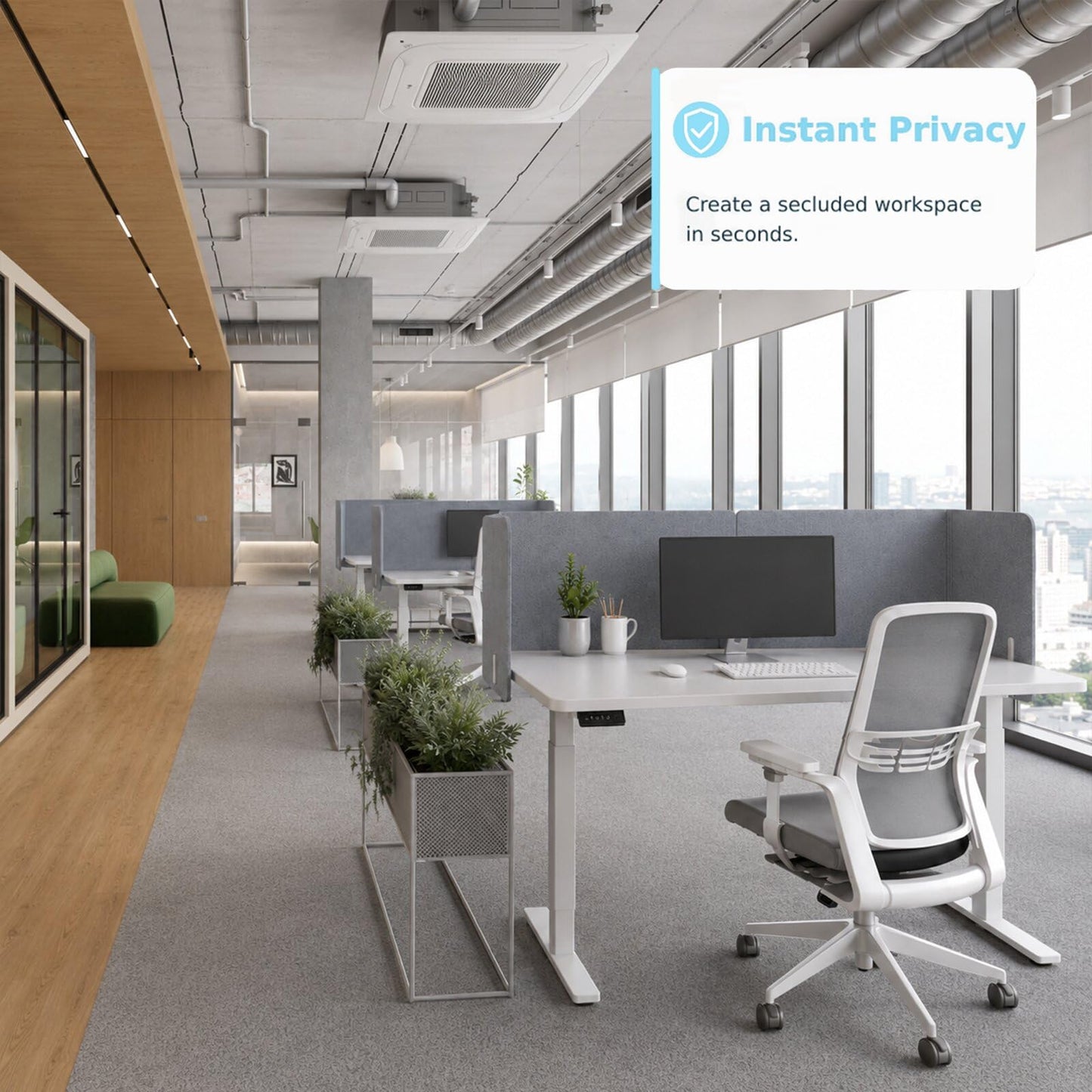 Desk Privacy Panel,2PCS,2-in-1 Soundproofing for Office,School & Home(Gray)