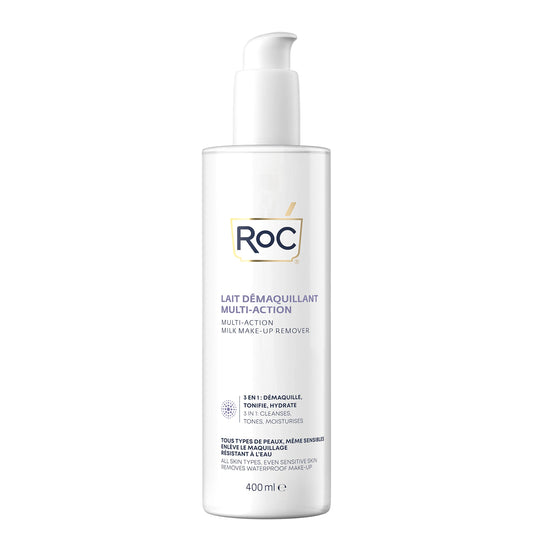 ROC - 3-in-1 Milk Makeup Remover - Effective Makeup Removal - 24-Hour Moisturising Remover - Removes Waterproof Makeup - Skin Toning Solution -