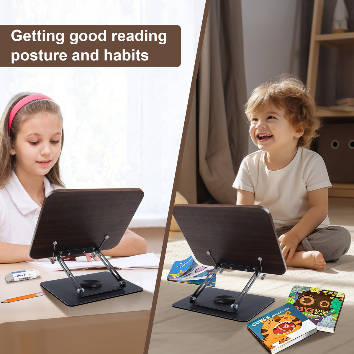 Foyucool Wooden Book Holder - Premium 10mm Wood