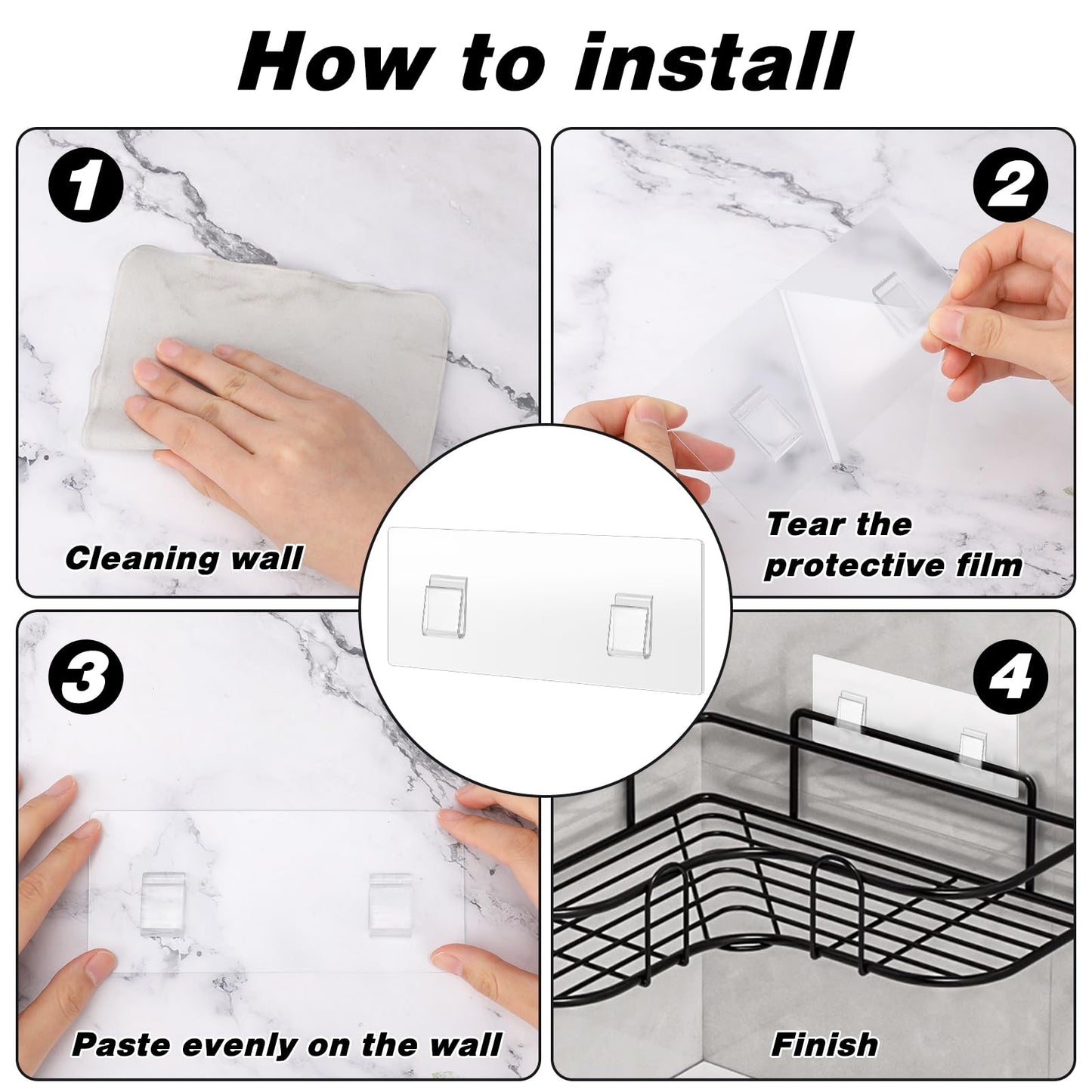 KALIONE 6 Pack Shower Caddy Adhesive for Replacement No Drilling Wall Hooks Sticky Pads Shower Shelf Adhesive for Corner Shower Caddy Bathroom