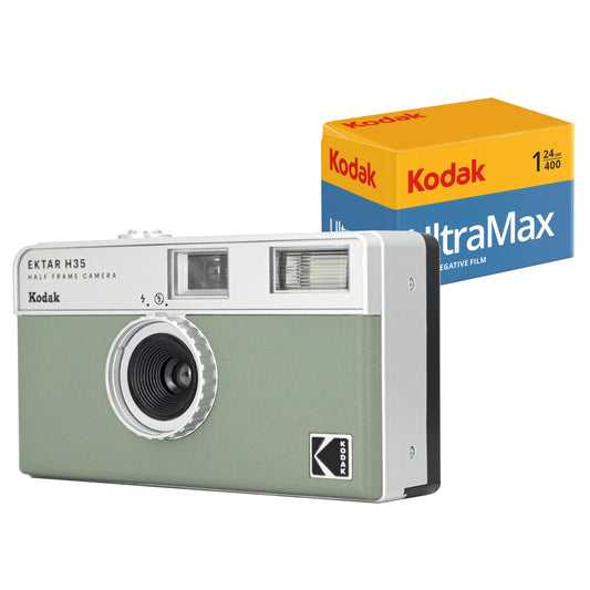 KODAK EKTAR H35 Half Frame Film Camera (Sage, Bundle with 24exp film)