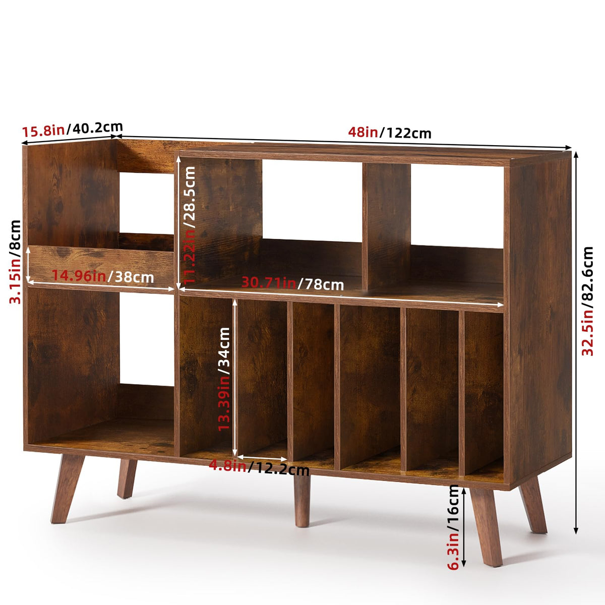 LELELINKY Large Record Player Stand, Turntable Stand with Storage, Vinyl Holder with Display Area, Record Player Table Holds Up to 450 Albums