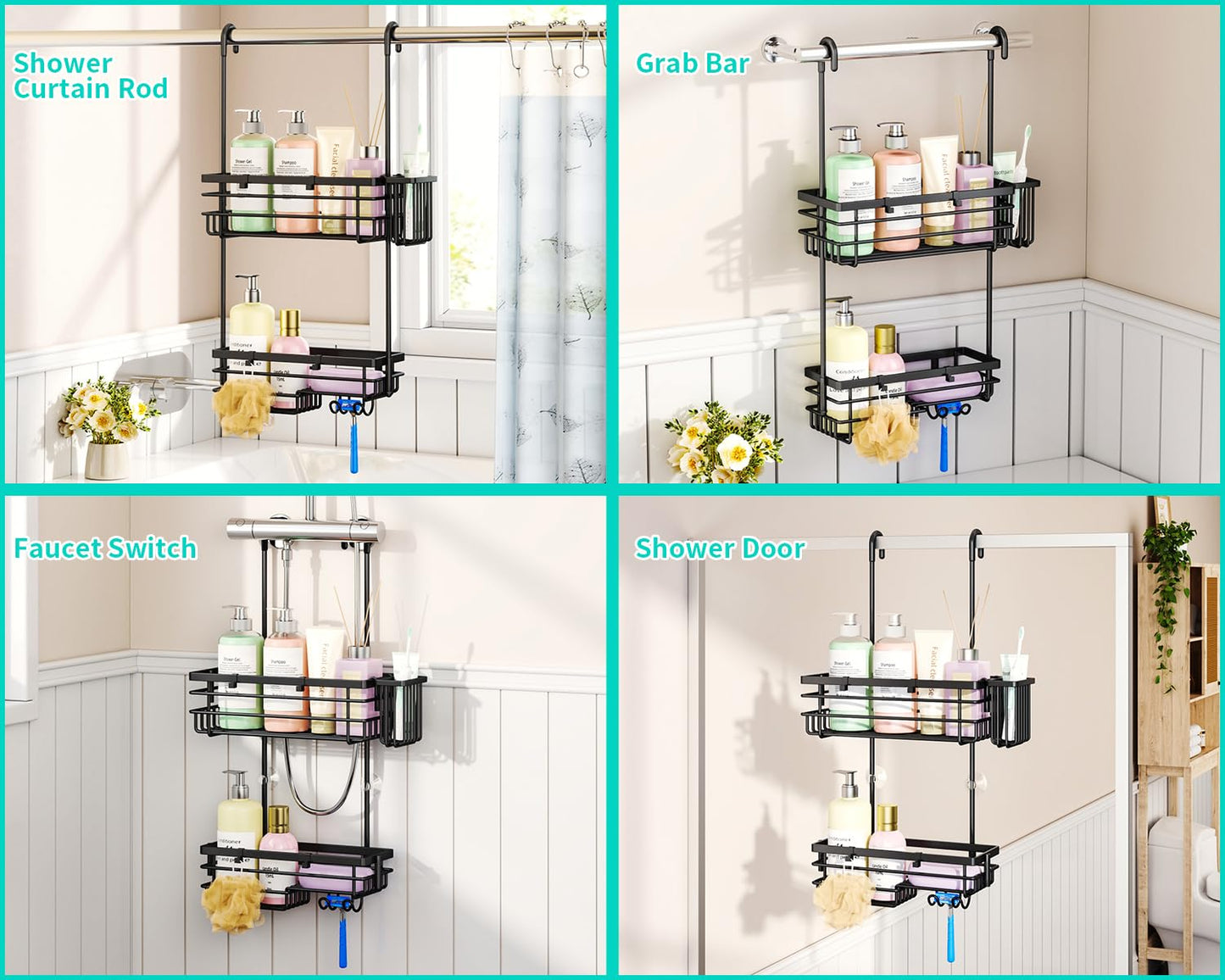 HapiRm Hanging Shower Caddy Organiser - 2 Tier Rustproof 304 Shower Storage