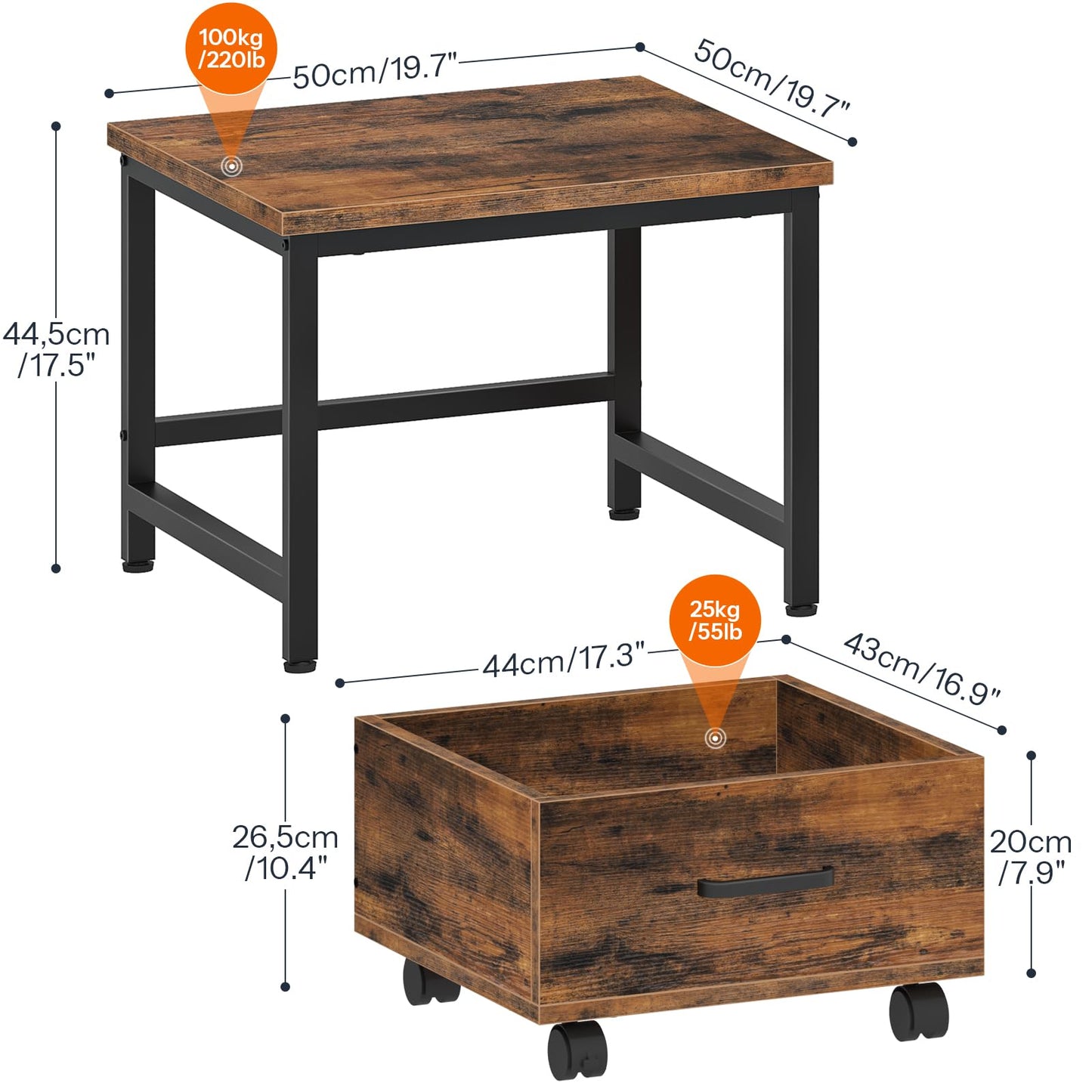 HOOBRO Mini Fridge Stand with Movable Storage Drawer