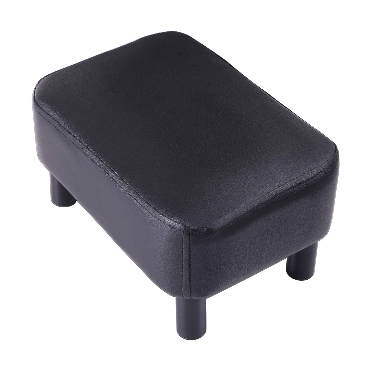 YMYNY 42CM Footstool, Small Foot Stool with Stable Wooden Legs, Modern PU Leather Footrest, Change Shoes Stool for Living Room