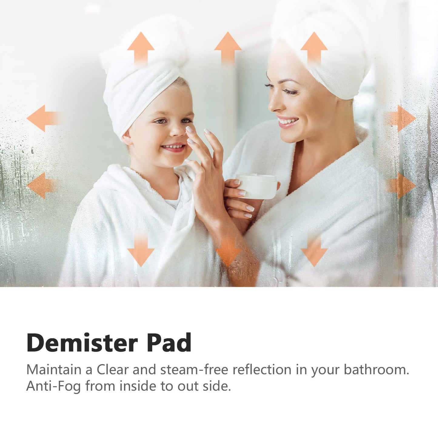 EMKE LED Small Bathroom Mirror 50x60cm, Wall Mounted Bathroom/Bedroom Vanity Mirror with LED Lights | Demister Pad, Easy Control Smart Mirror