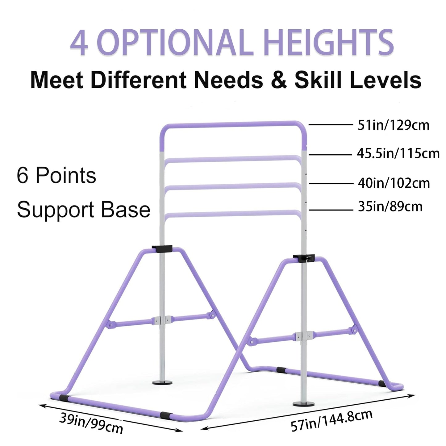 GYMMAGE Gymnastics Bars with Bar Pad, Junior Training Kip Bar Gymnastics Equipment for Home Garden, Adjustable Height Gymnastic Folding Horizontal Bar