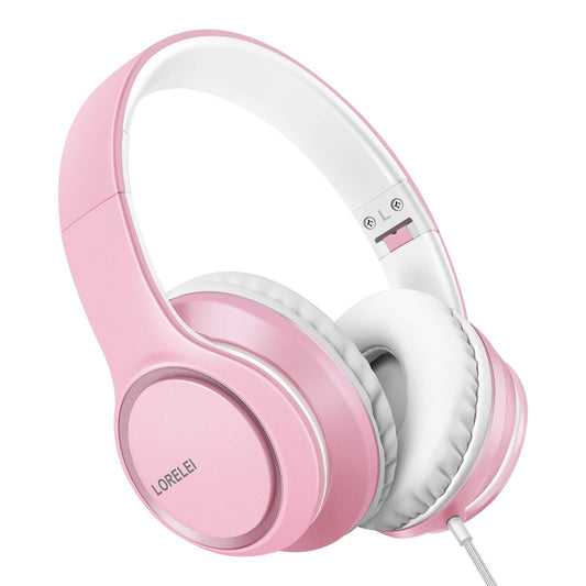 LORELEI X8 Over-Ear Wired Headphones with Microphone with 1.45m-Tangle-Free Nylon Line&3.5mm Plug,Lightweight Foldable & Portable Headphones for