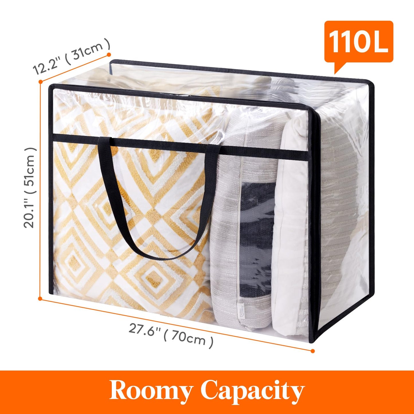 Lifewit 2 Pack Clear Storage Bags, 110L Plastic Clothes Storage Bags