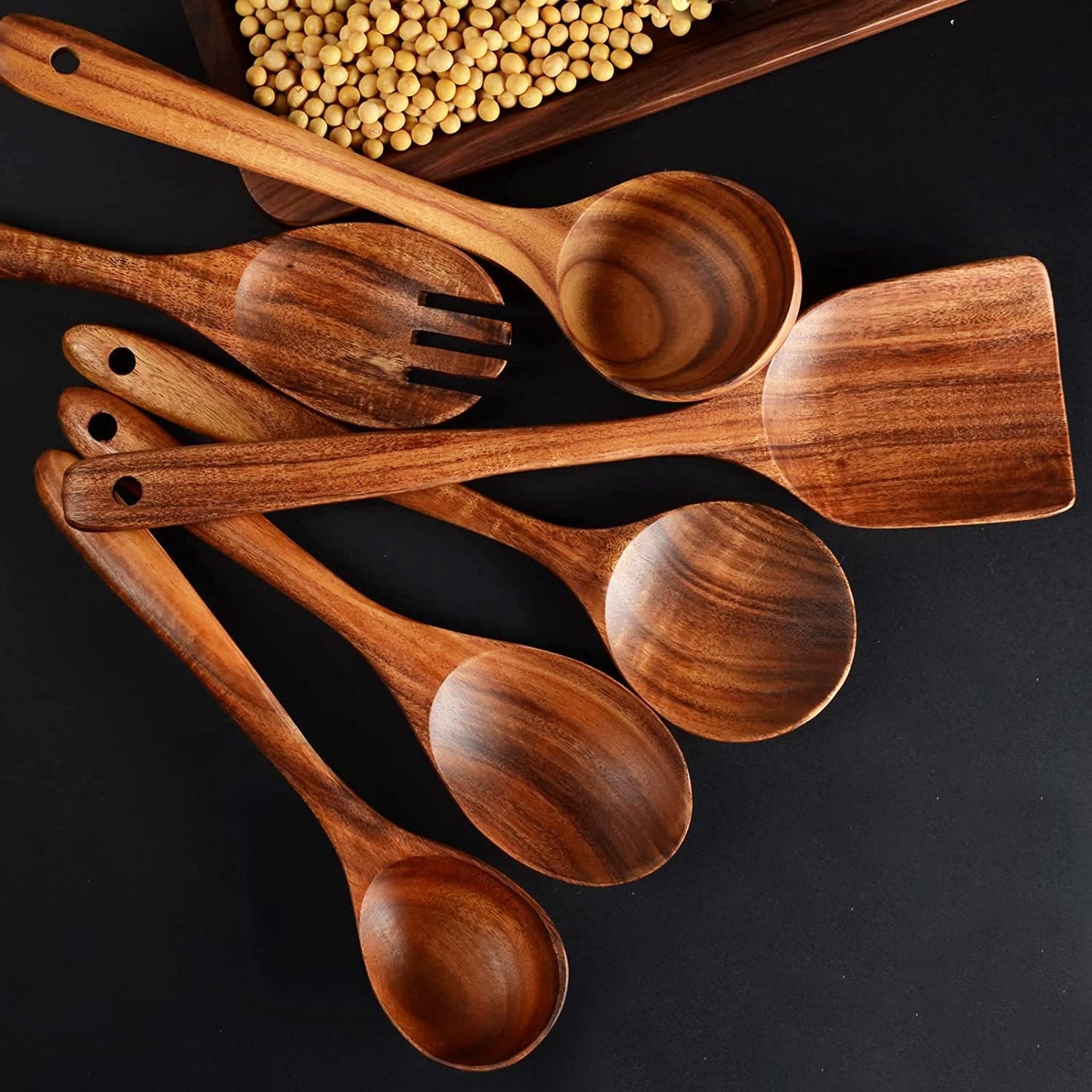 Wooden Spoons for Cooking,12 Pack Wooden Utensils for Cooking Wooden Kitchen Utensils Set Wooden Cooking Utensils Natural Teak Wooden Spatulas for