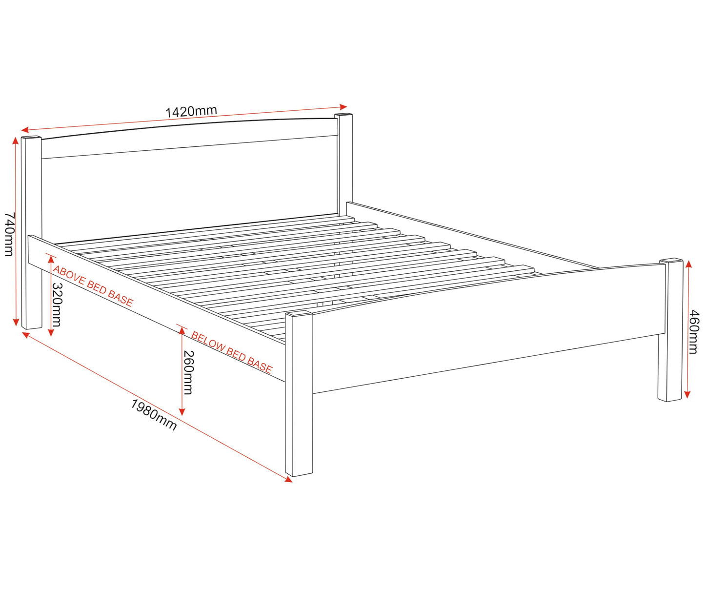 Seconique Amber 4'6" Double Bed in White