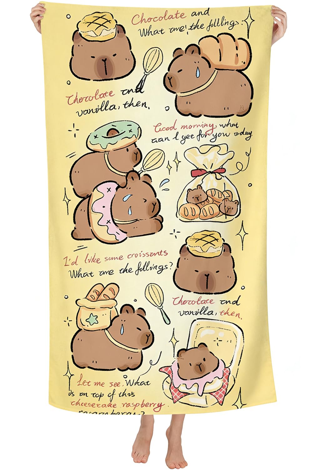 Spiritzohic Capybara Beach Towels, Capybara Bath Towels Swimming Towel Quick Dry Microfibre Towel Sandproof Beachs BathTowels for Travel, Holiday