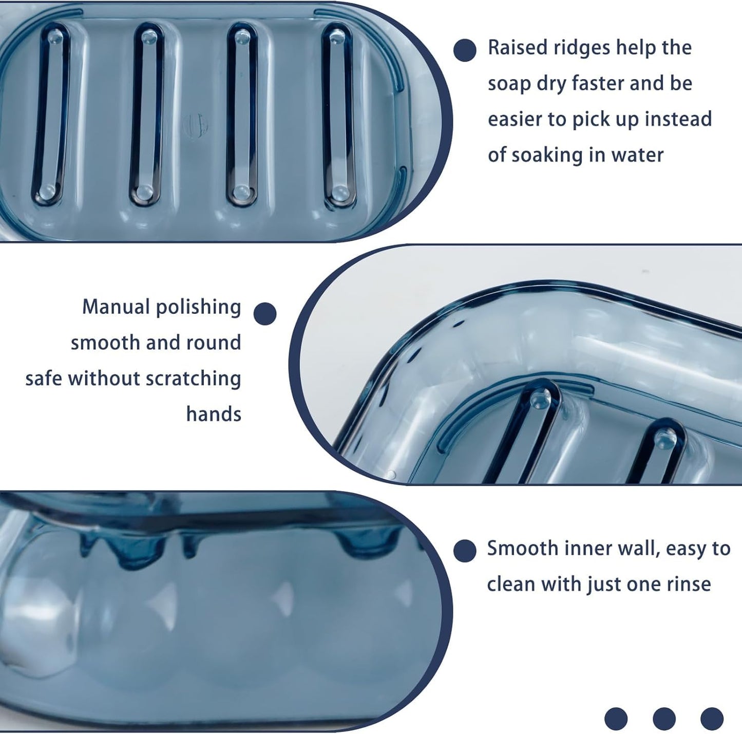 STNRST-IN 2PCS Plastic Soap Dish, Anti-Slip Shower Soap Holder
