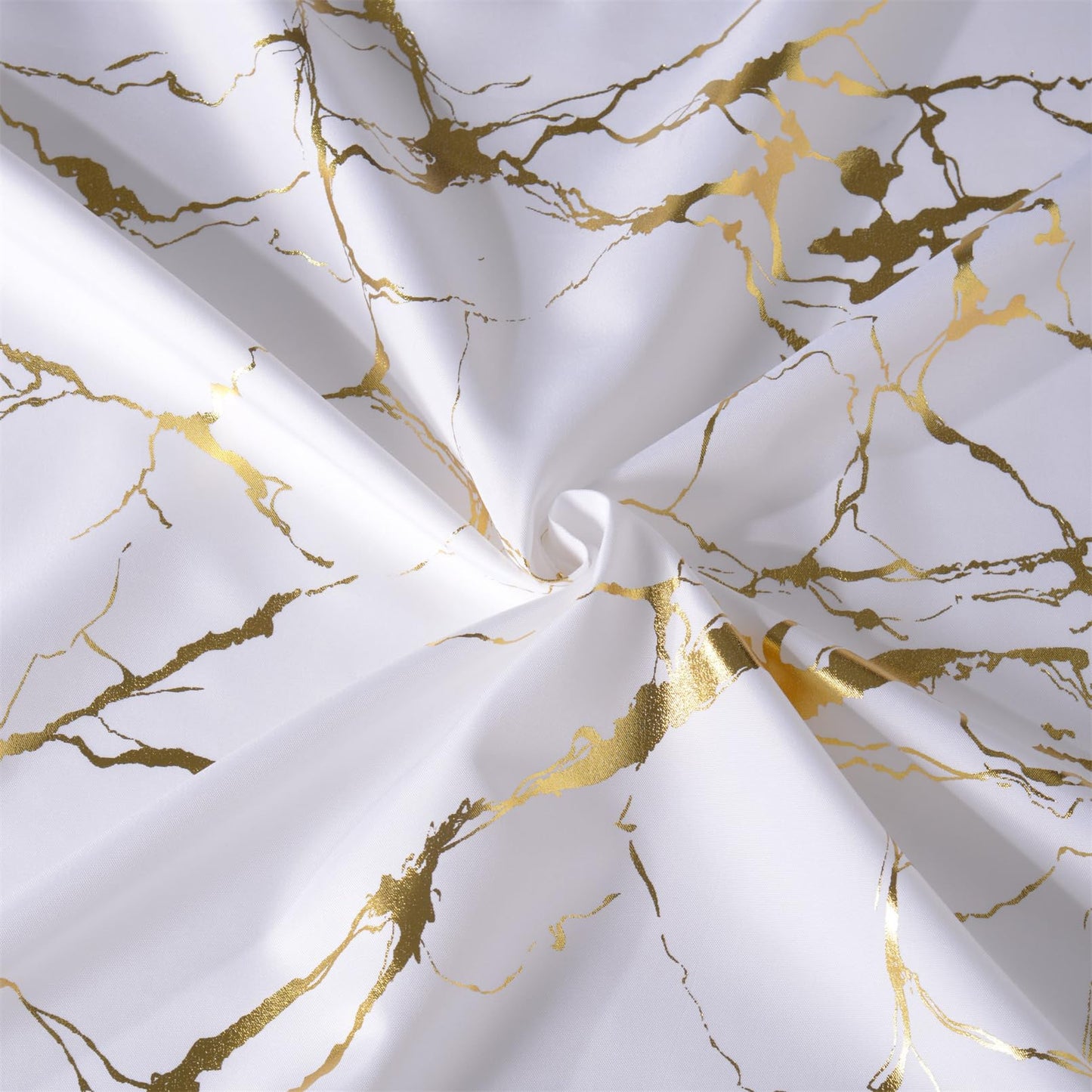 HYAWGE White and Gold Marble Shower Curtains for Bathroom,Glitter Shower Curtain with Hooks,Unique Foil Gold Printed,Water Proof,Washable,Fabric