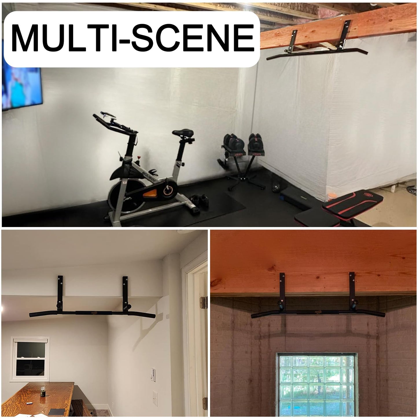 Fitarc Joist Mount Pull Up Bar, Chin Up Bar Ceiling Mount, Heavy Duty, Workout for Home Gym, 42 in Wide,Black