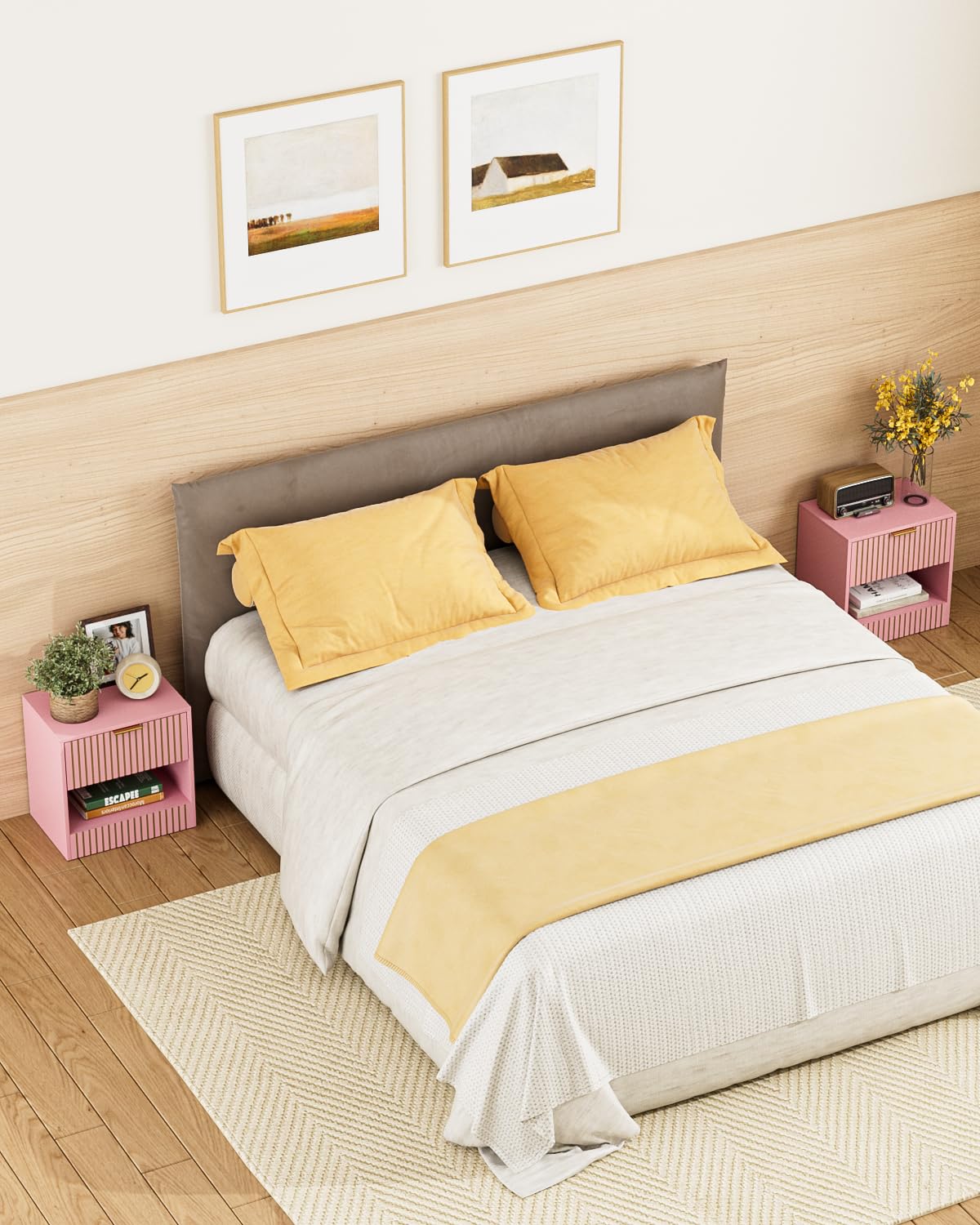 Apetaccat Small Bedside Table,41x28x39cm, Farmhouse Wooden Bedside Cabinet with Drawer,Kids Bedside Table Nightstand for Bedroom,Living
