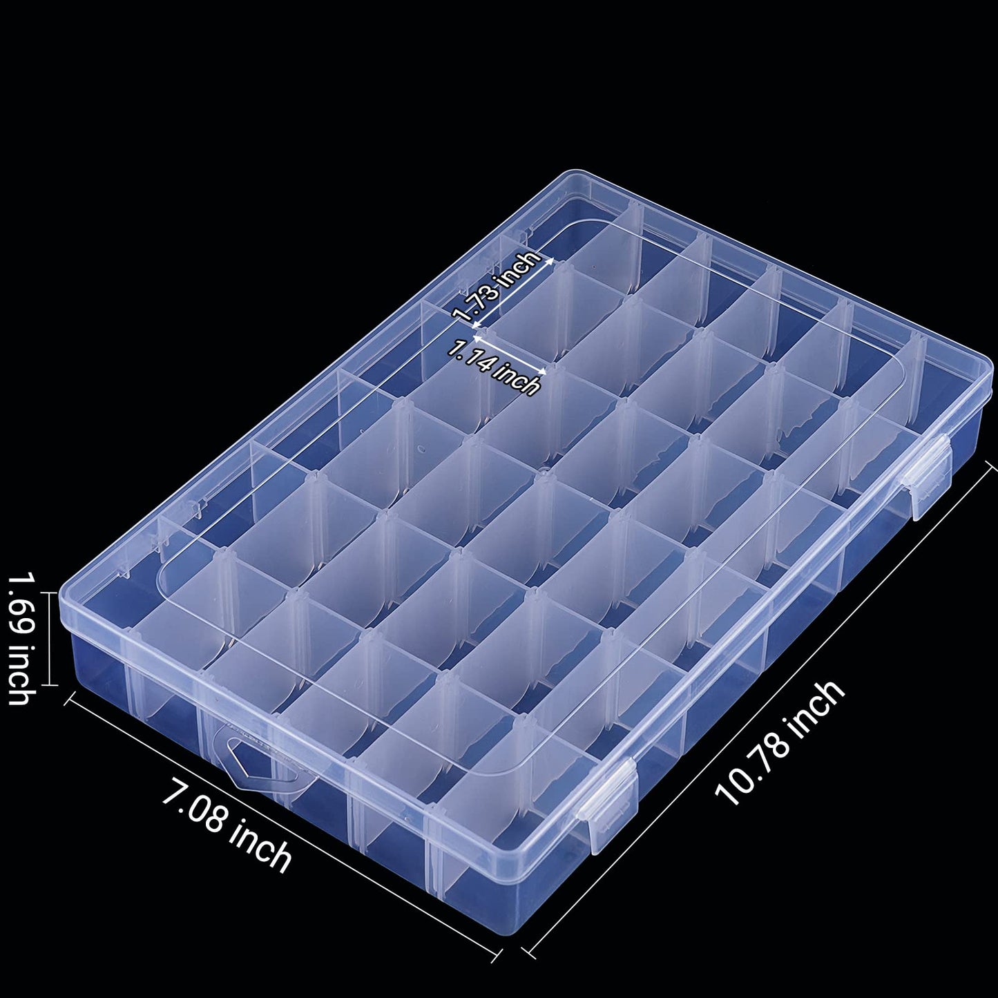 FFowcye 2 Pack 36 Grids Plastic Bead Storage Box with Adjustable Dividers, Clear Small Parts Organiser for Jewellery, Sewing, Screws, Lego
