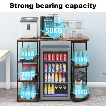 PUNCIA Mini Fridge Cabinet with Storage for Home Dorm Retro