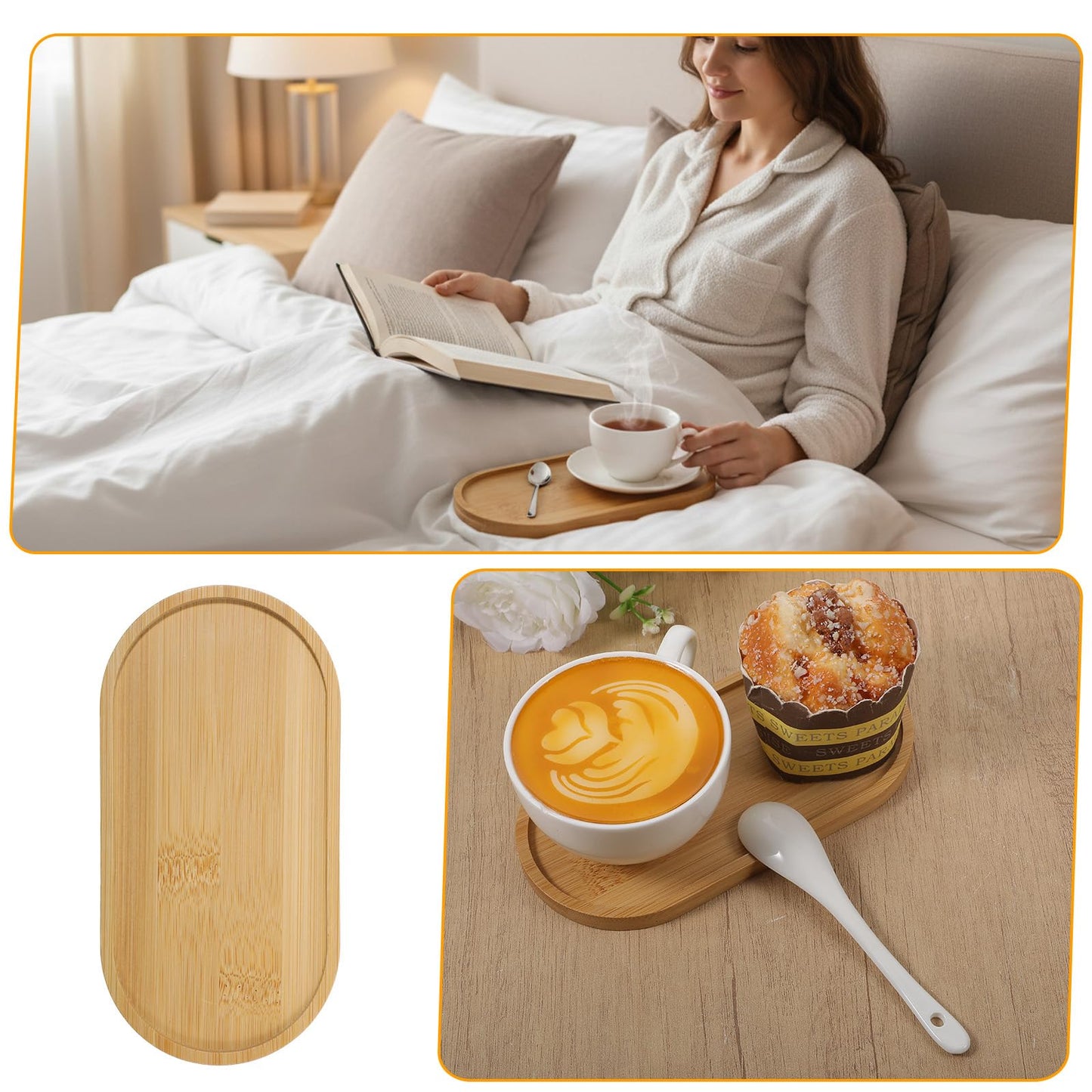 Hecila Bamboo Soap Tray Oval Soap Dispenser for Bathroom Wooden Soaps Dish Multi-Functional Countertop Bathtub Organizer Tray Kitchen Holders Jewelry