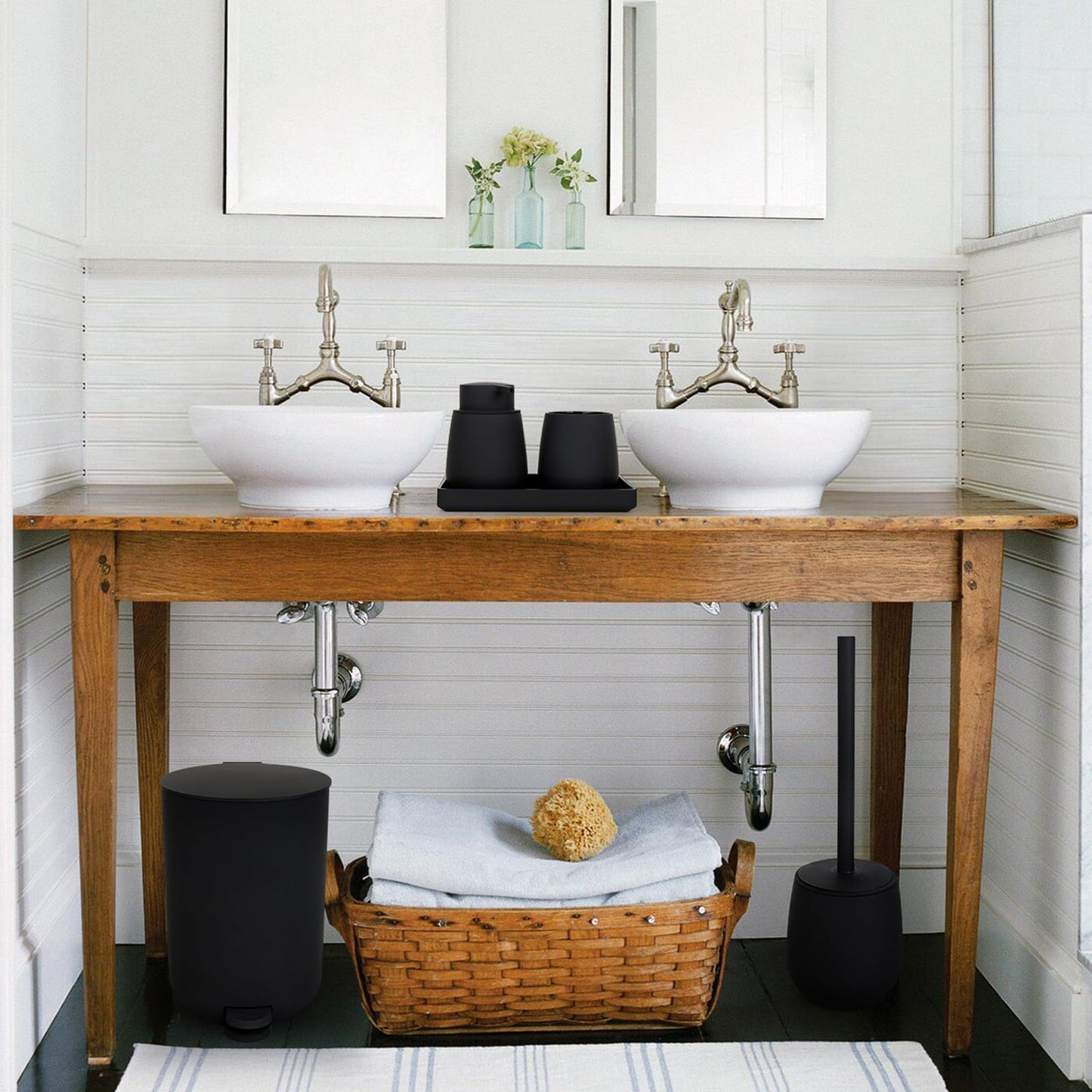 Black Bathroom Accessories Sets Complete, Modern Bathroom Sets Organizer