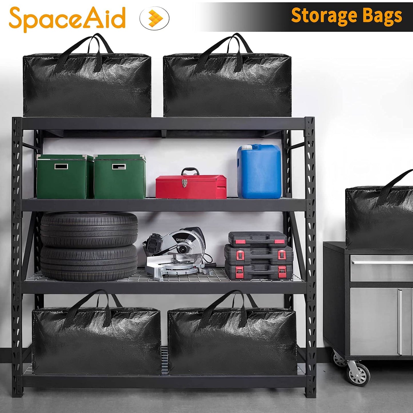 SpaceAid Heavy Duty Moving Bags, Extra Large Storage Totes W/Backpack Straps Strong Handles & Zippers, Alternative to Moving Boxes