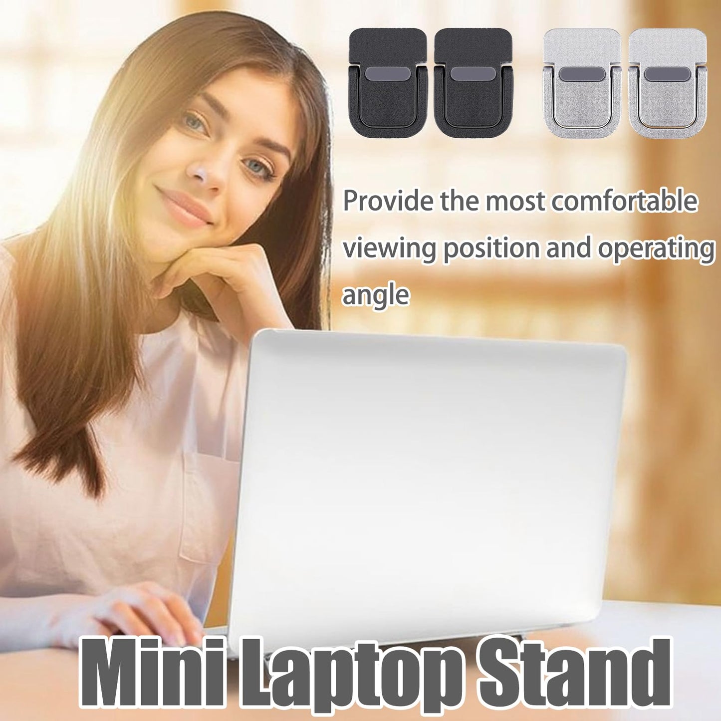 GIEEU 4 PCS Portable Keyboard Riser,Self-Adhesive Laptop Riser Stand,Mini Invisible Laptop Stand,Computer MacBook Zinc Alloy Stand for Desk