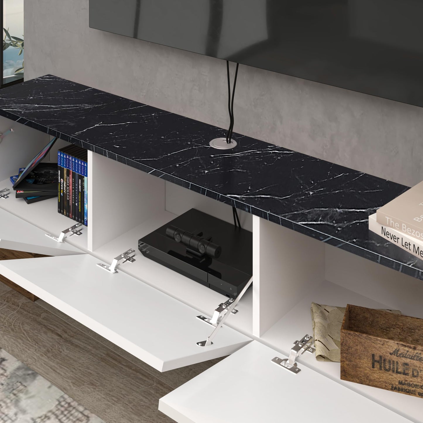 Atelier Mobili Floating TV Stand for 75/65 Inch TV, Wall Mounted Entertainment Center, TV Console
