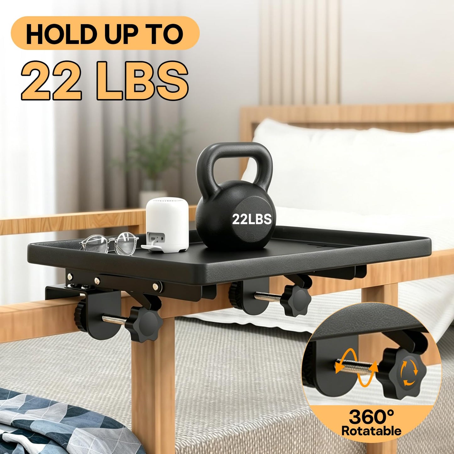 Foldable Bed Shelf for Bunk, 10kg Heavy Duty Metal Clip on Nightstand