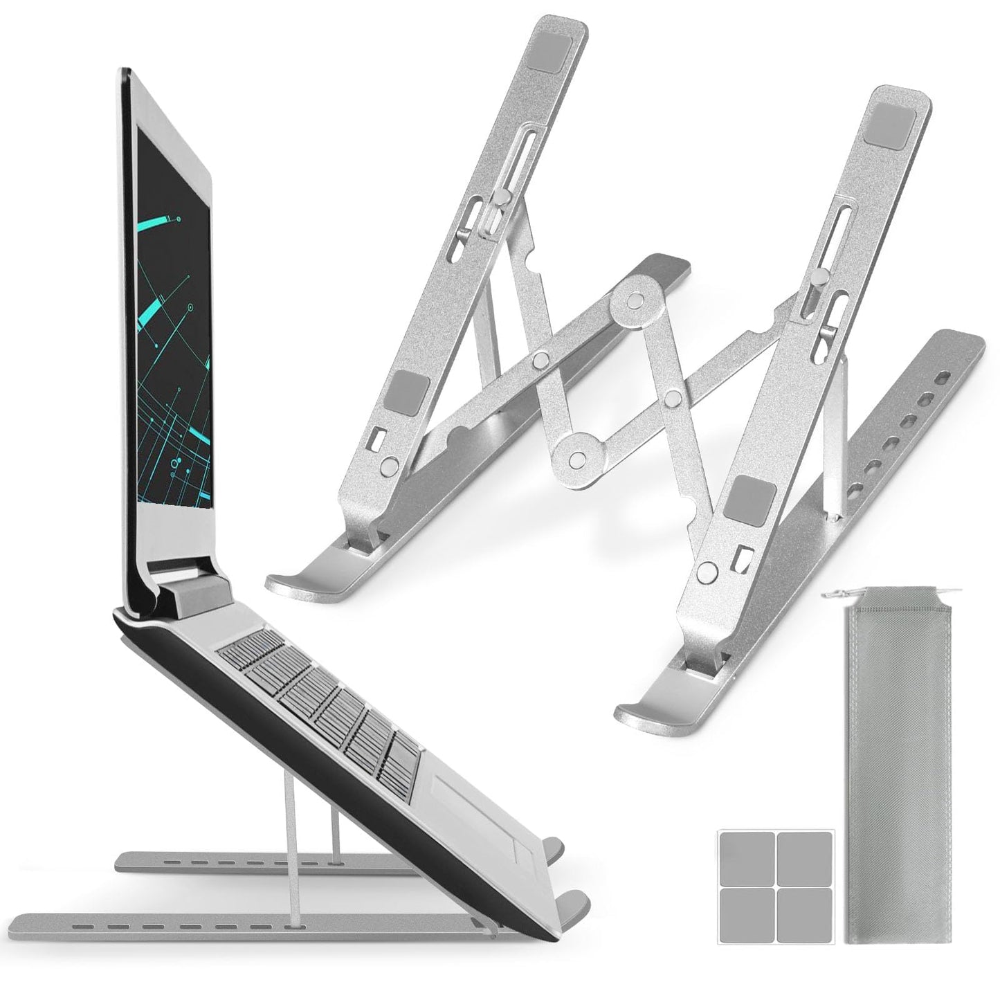 AUXHCYL Laptop Stand for Desk, Adjustable Laptop Riser, Aluminum Portable