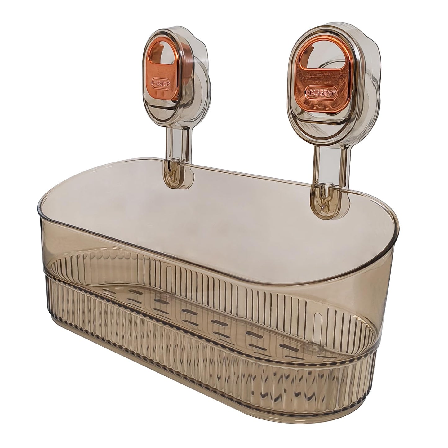 KAFENDA No-Drilling Shower Caddy Suction Cup Bathroom Storage Removable Waterproof Shower Organiser (Light Brown)