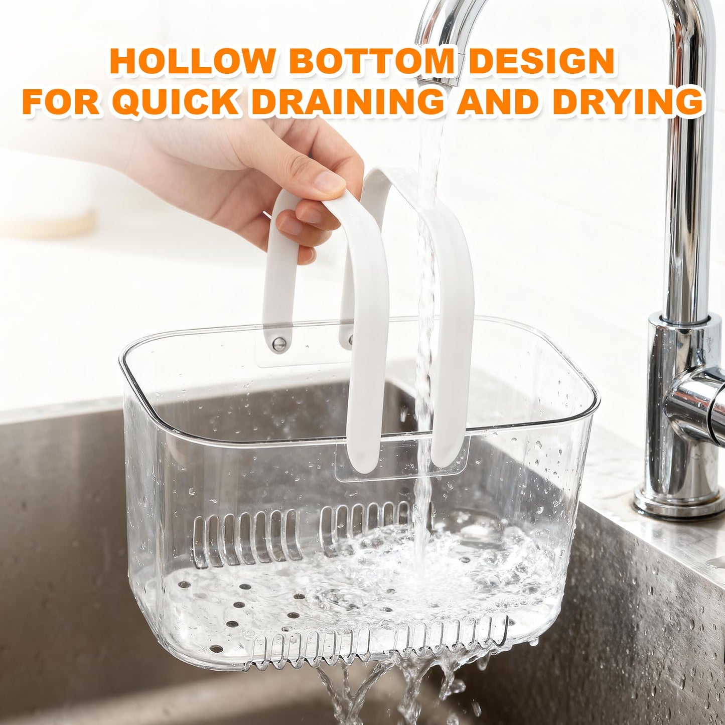Natudeco Shower Caddy Basket Plastic Shower Caddy Tote Large Capacity Shower Storage Basket Clear Toiletry Organizer for Toilet or Bathroom