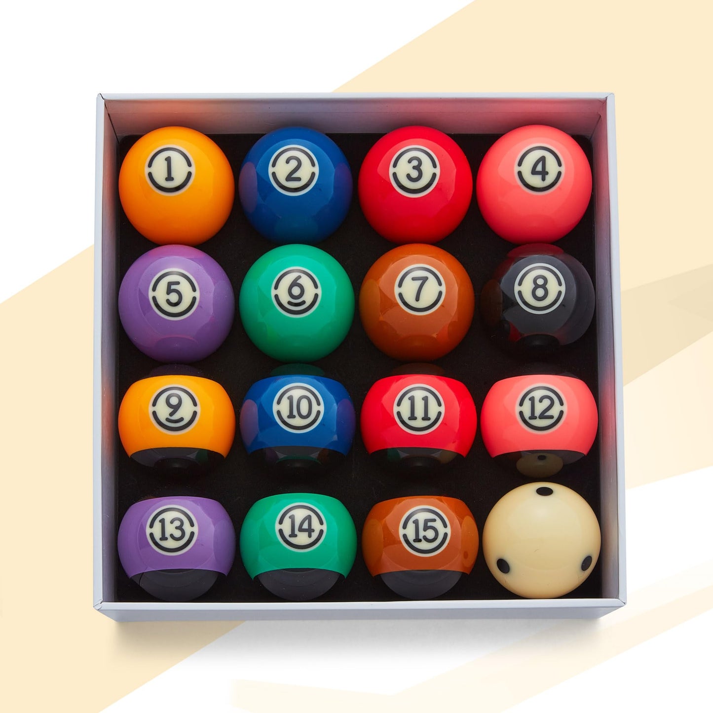 Cue-King Black Edition Pool Balls, Grade AA+ 2-1/4" Regulation Size Set with Pro Dotted Cue Ball