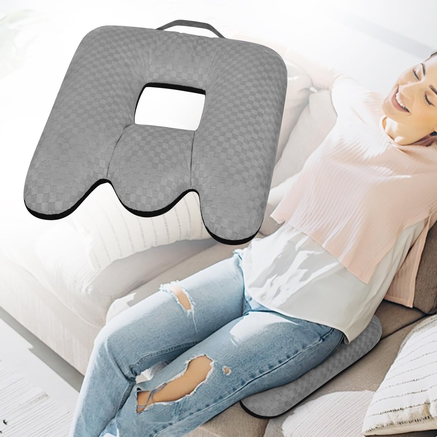 Babyezz Coccyx Pain Relief Cushion - Orthopaedic Coccyx Cushion for Bed Wounds, Hemorrhoids & Recovery Breathable Seat Pads for Office Chair