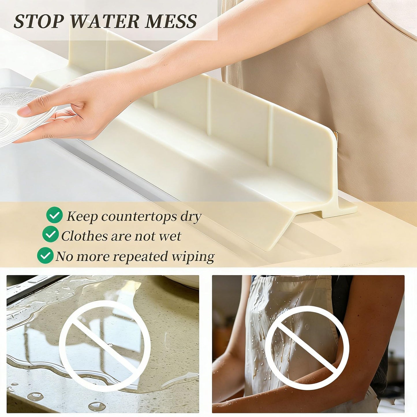 DNNPCFE Kitchen Sink Splash Guard,58cm Extra Long Silicone Splash Guard with Suction Cups, Reusable Water Retaining Board for Faucet, Washing Dishes
