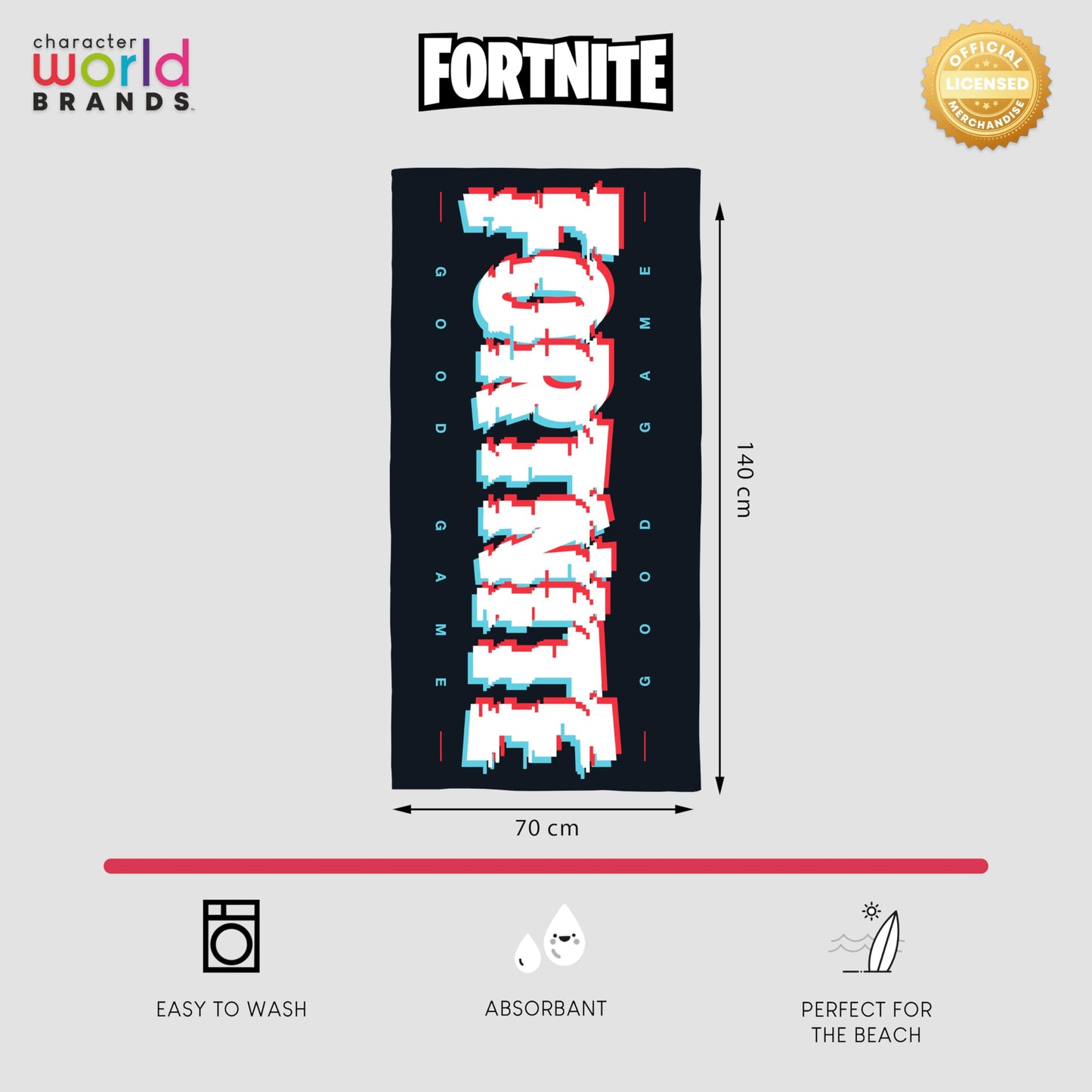 Fortnite Officially Licenced 100% Cotton Towel | Super Soft Feel | Haze Design | Perfect The Home, Bath, Beach & Swimming Pool | Multicoloured