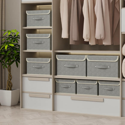 ENUMAIL Foldable Fabric Storage Cubes with Lids,Grey 38x25x25cm,3 Pack
