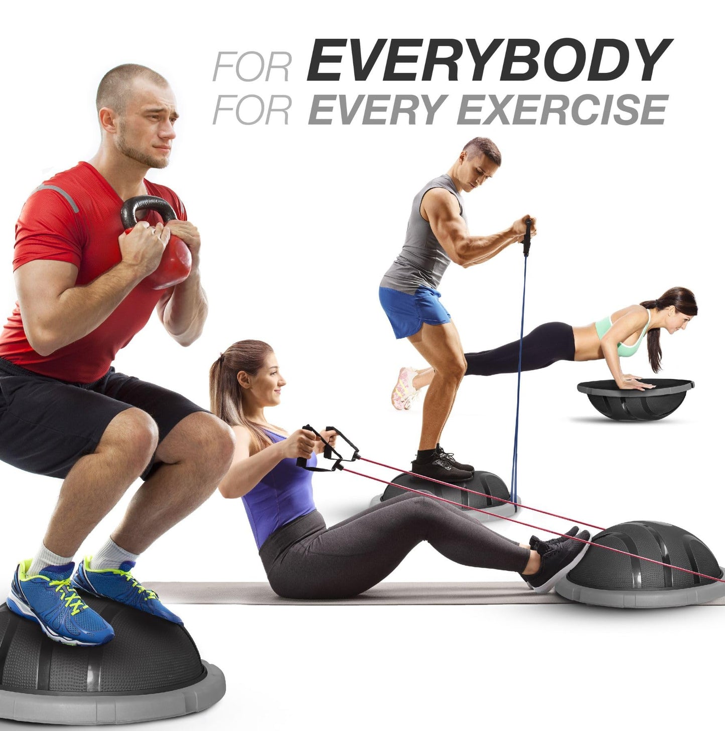 Yes4All SJ31 Inflatable Stability Half Exerise Ball, Premium Balance Trainer Ball with 60cm Non-Slip Surface Ball; Half Yoga Ball and Wobble Balance