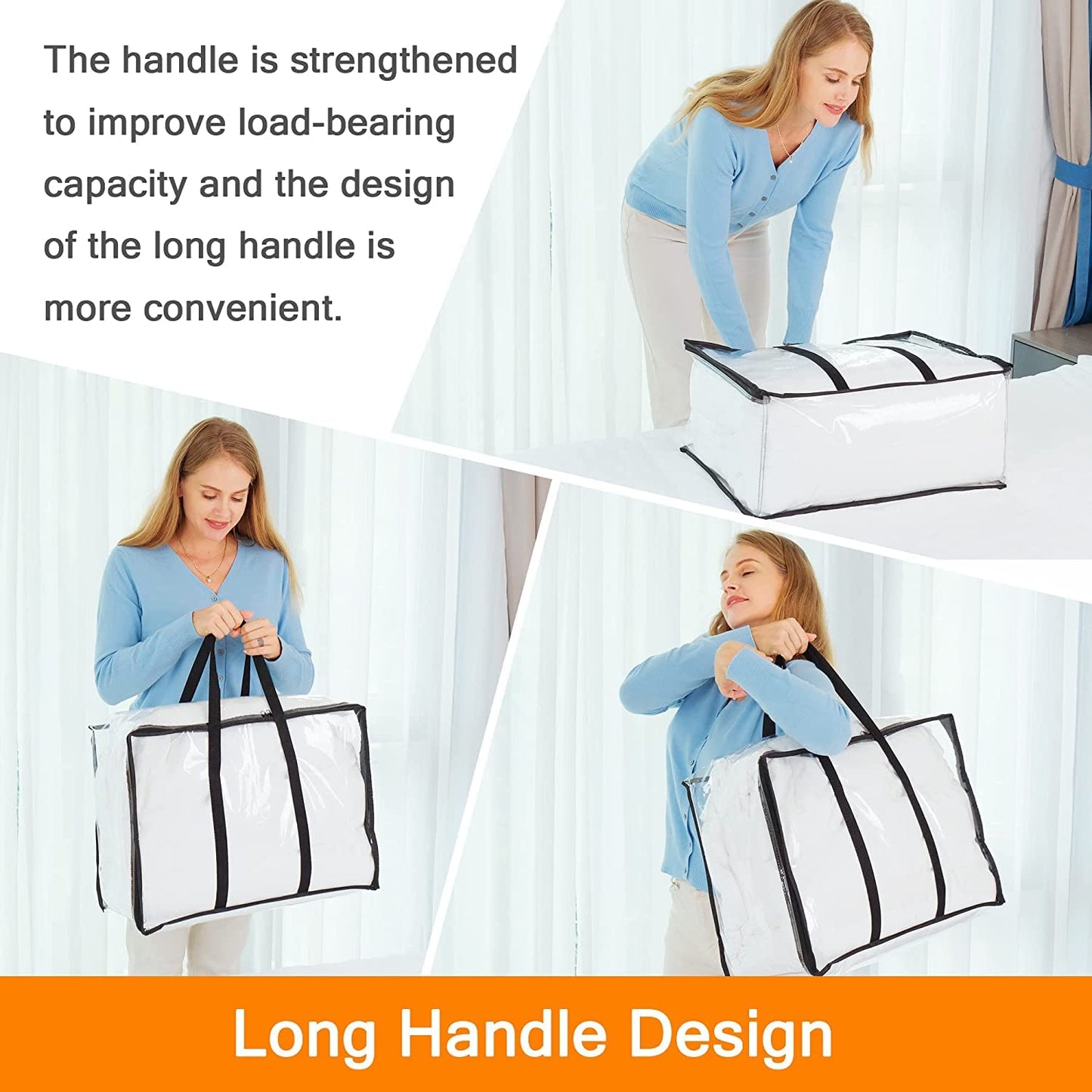 Vieshful 7 Pack Clear Comforter Storage Bag, 40L Clothes Storage Bag with Zipper Closet Organizer
