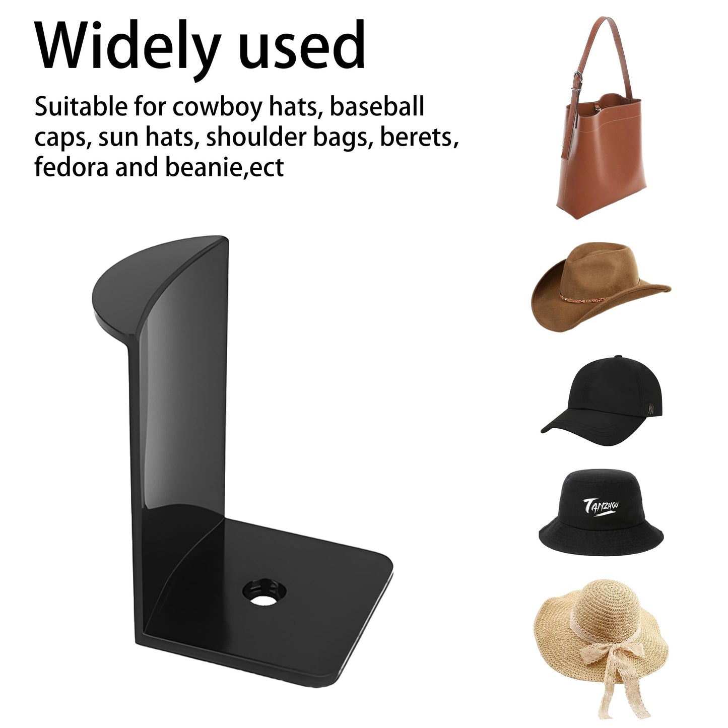 ZHABAYEN 8 Pcs Adhesive Hat Hooks,No Drilling Cap Hooks for Wall