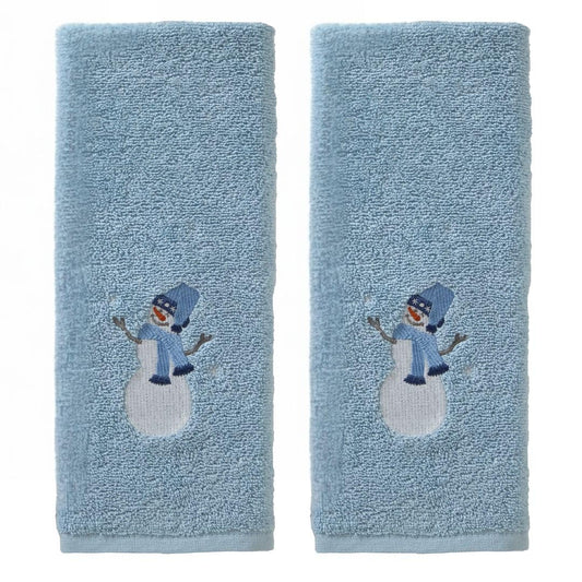 SKL Home Hand Towel Set for Bath/Kitchen/Bar & Gift, Cotton, Snowman Sled