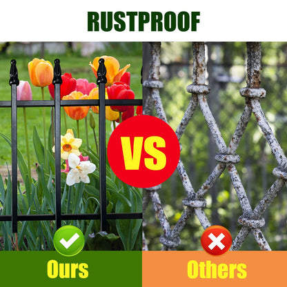 Thealyn Metal Decorative Garden Fence 57cm Wide x 45cm High 5 Panels, Total Length 2.8m, Metal Fence Panels, Landscape Fencing for Flower Bed
