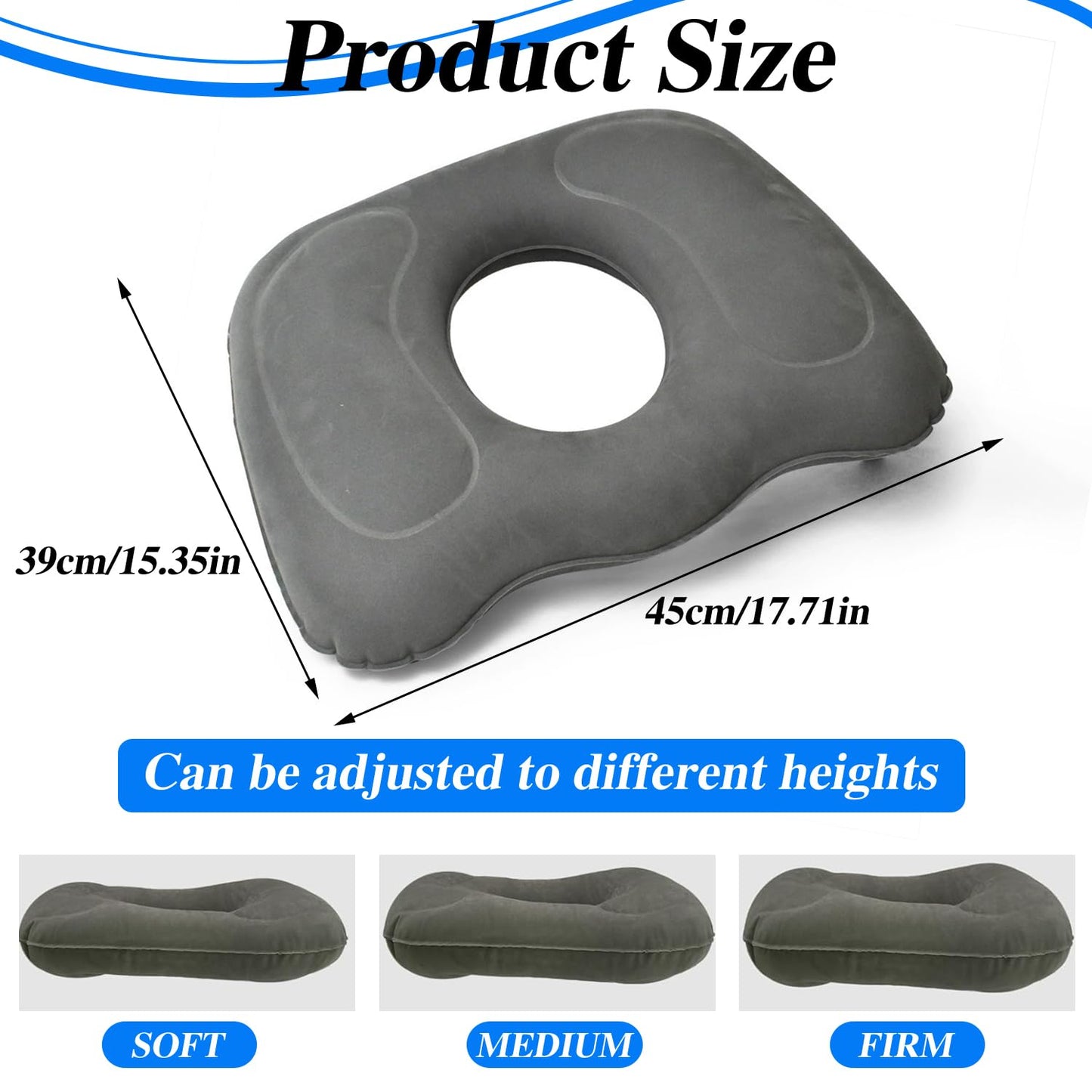 Crilemonis Inflatable Donut Cushion for Tailbone Relief, Portable Hemorrhoid Pillow with Ergonomic Design for Sciatica and Postpartum Support