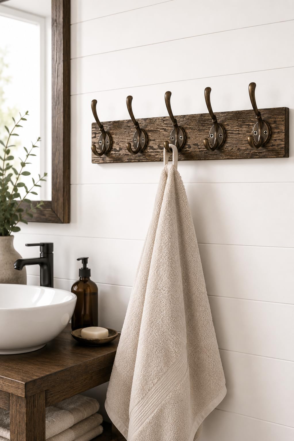 FUXXER® - Antique Coat Hooks, Double Hooks, Towel Hooks, Clothes Hooks, Iron Hooks, Wall Hooks, Brass Bronze Design, Vintage Country House Retro