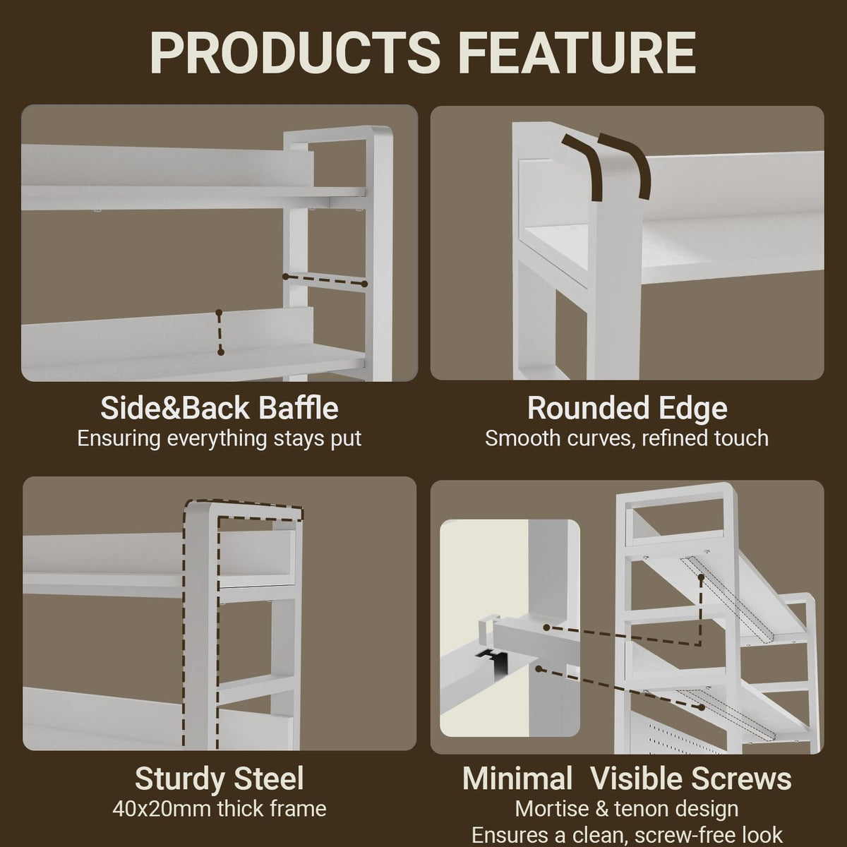 Boltmol 2-Tier Desk Shelf With Concealed Screws Design,Black 75CM, Desktop Organizer With Pegboard, Countertop Storage Bookcase For Home