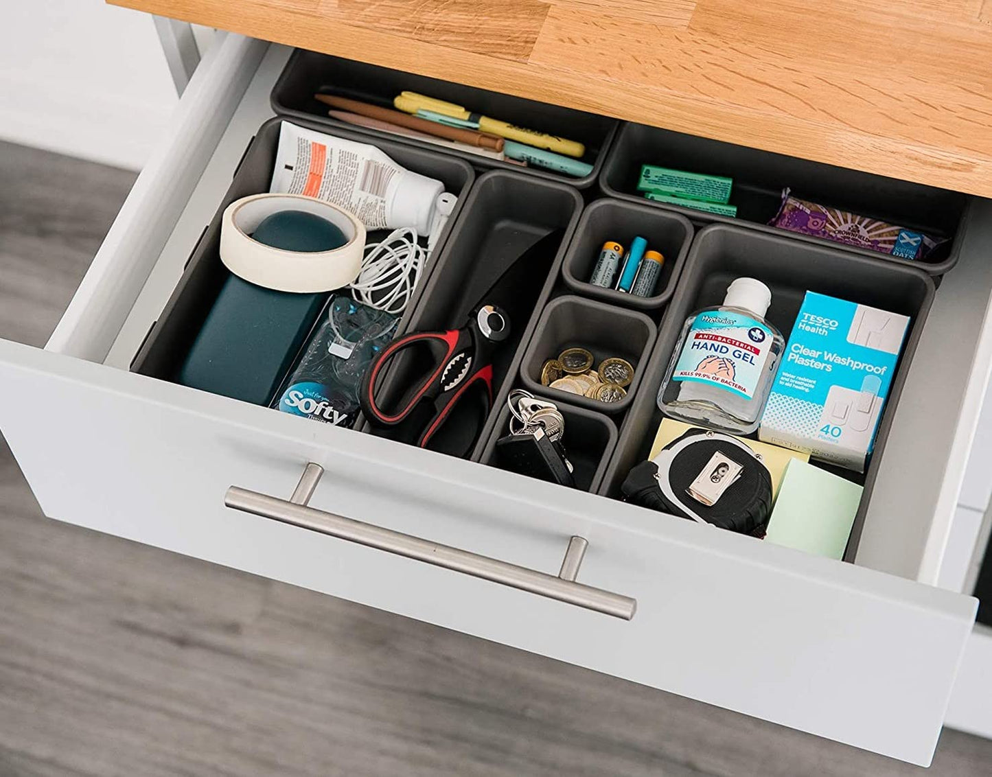 Addis 8pcs Interlocking Drawer Organiser Plastic Storage Trays Dividers for Kitchen Office Desk Make-Up Clothing Jewellery Craft Bathroom organising