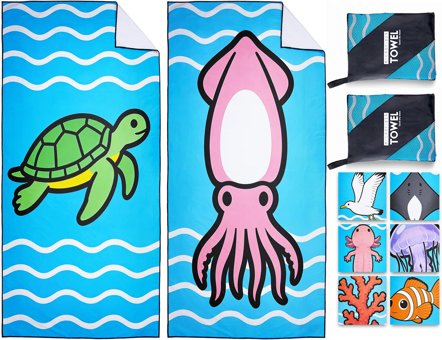 Violetpos 2 Pack Extra Large 180x90 cm Beach Towels, 250GSM Premium Microfibre, Sand Free Quick Dry Lightweight