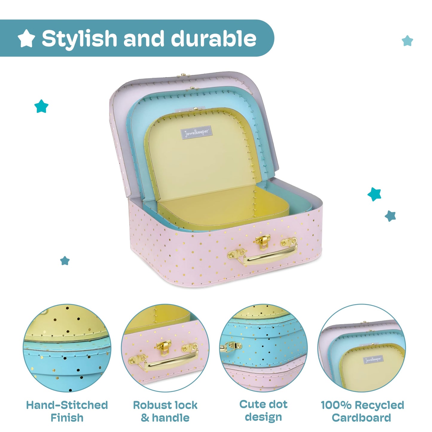 Jewelkeeper Cardboard Storage Boxes, Set of 3 – Nesting Decorative Storage Box for Birthday Wedding Nursery Office Decoration Displays Toys Photos
