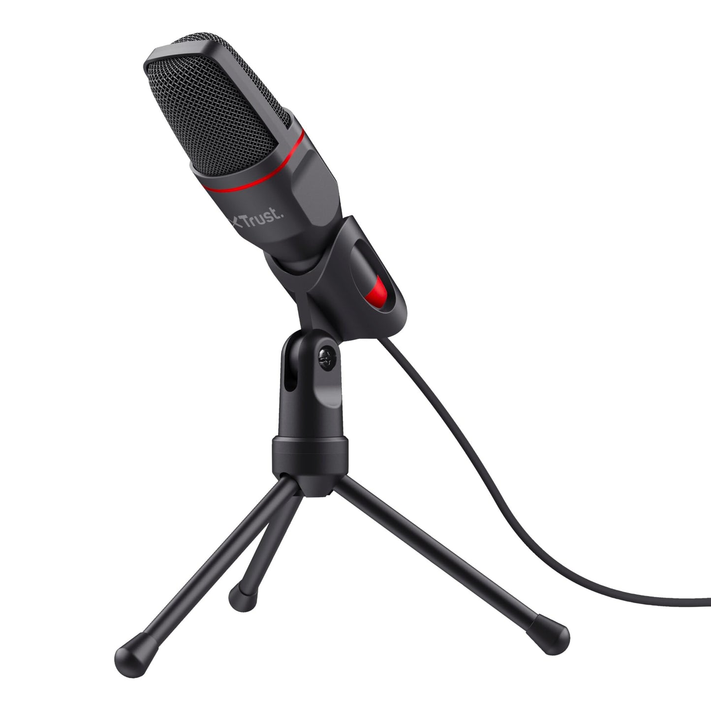 Trust Gaming GXT 212 Mico USB Microphone on Tripod for PC, PS4, PS5 and Laptop, Mic with 3.5 mm and USB Connection, 1.80 m Cable, for Streaming,