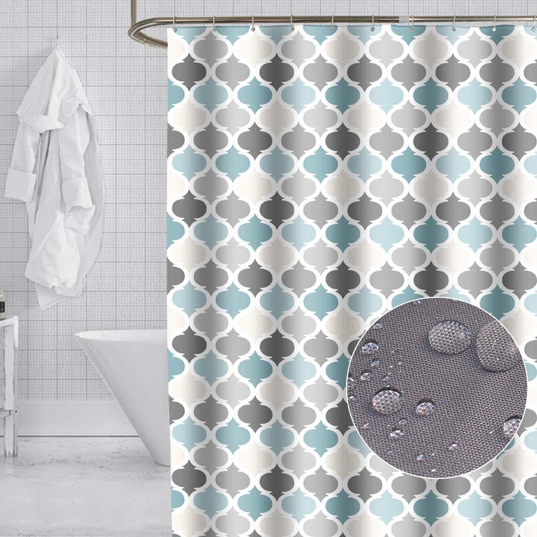 GONOVE Shower Curtain 180 x 180cm Mildew Resistant Waterproof Polyester Fabric Geometric Bathroom Shower Curtain Liner Long Washable Bath Curtain with
