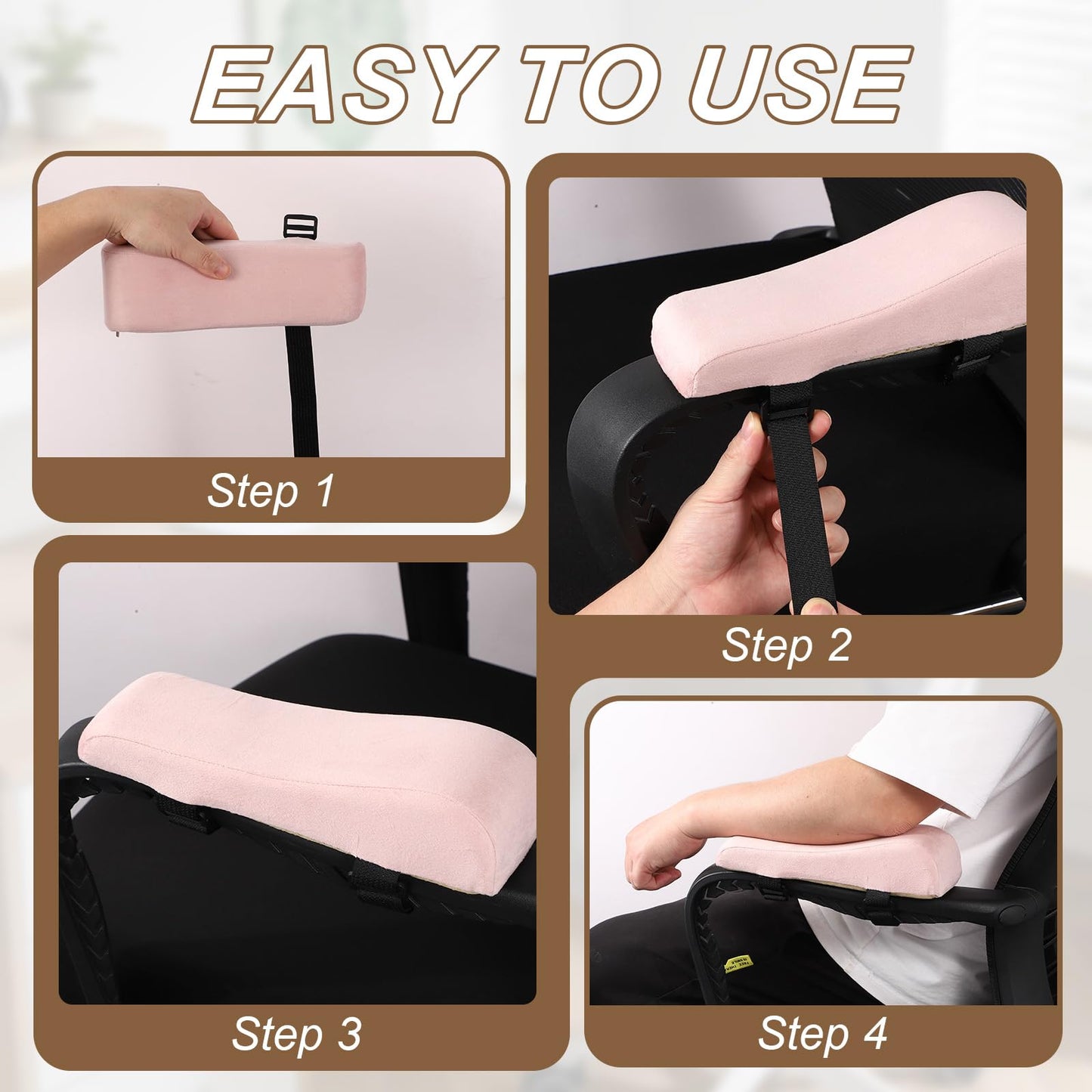 PATIKIL Office Chair Arm Pads, 1 Pair Office Chair Arm Cover Soft Office Chairs Armrest Pads Elastic Memory Foam Cotton Removable Washable for Desk